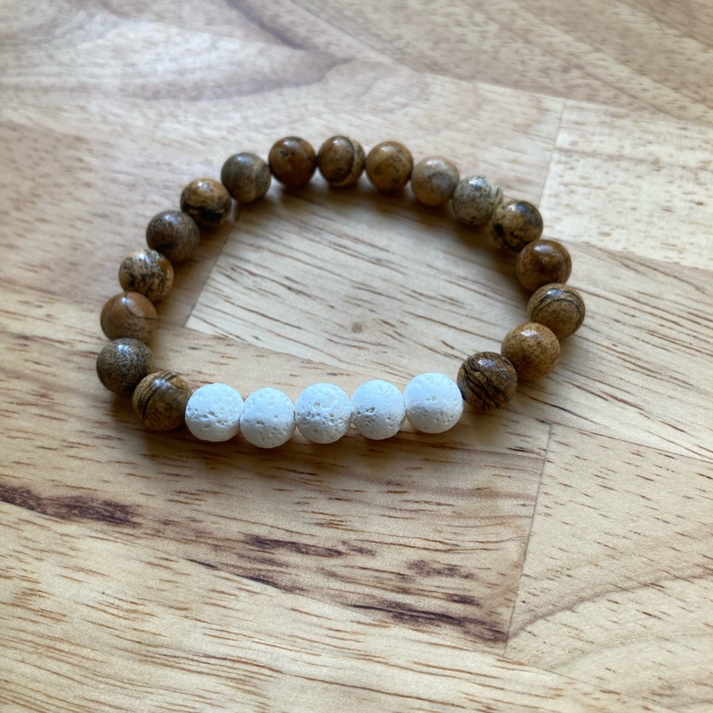 Lava rock diffuser bracelet with brown jasper beads